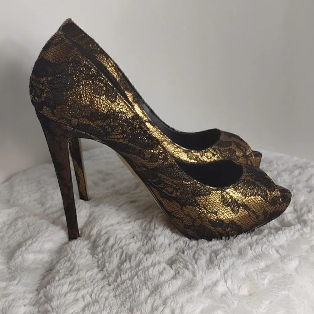 Madonna Truth Or Dare Metallic Lace Heels